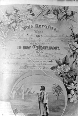 Jacob C. Deck and Pricilla J. Robertson's Marriage Certificate