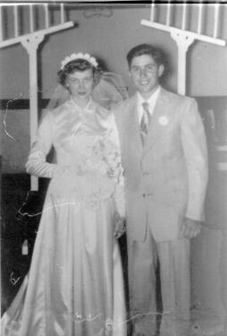 Mary Jane (Deck) and Herbert Dale Smith's wedding photograph, 1951