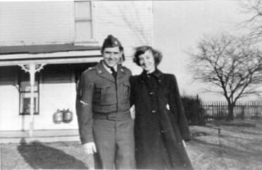 Herbert and Mary (Deck) Smith the day before he shipped out to the Korean War. Photo was taken on the John Herbert Smith farm east of Bismarck, Illinois, 1952