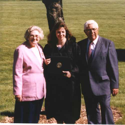 Mary (Deck), Susan, and Herbert Smith after Suzy's graduation from the U of I-Springfield, June 1998