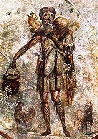 Jesus as the Good Shepherd, Mid 3rd Century, Ceiling, Catacombs of San Callisto, Rome, Italy.