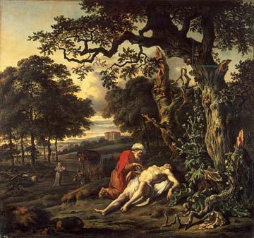 Jan Jansz Wijnants, Parable of the Good Samaritan, oil on canvas, 1670, Hermitage Museum, St. Petersburg, Russia.